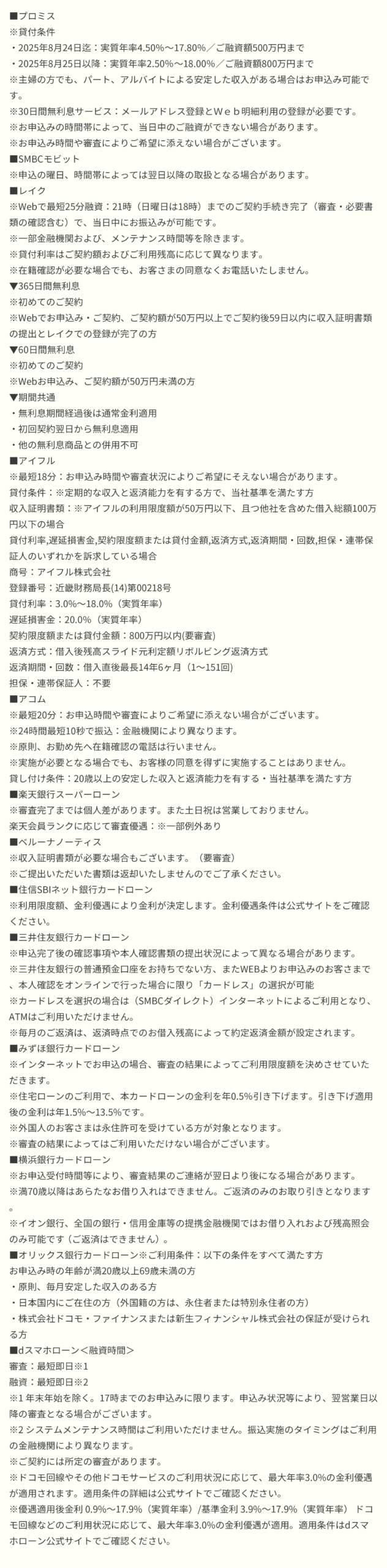 スマートフォン表示用カードローン注釈画像
